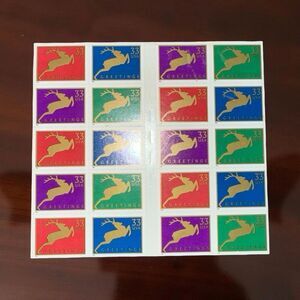US Scott 1999  #3274a Booklet of 20 33 Cent Christmas Reindeer Stamps Unused